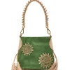 Clearance Maliparmi BOLSO PEQUEÑO AL HOMBRO LEATHER & RAFFIA Verde césped