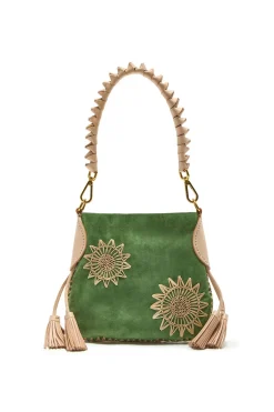 Clearance Maliparmi BOLSO PEQUEÑO AL HOMBRO LEATHER & RAFFIA Verde césped