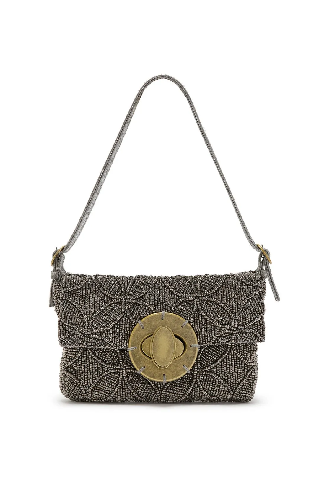 Hot Maliparmi BOLSO PEQUEÑO AL HOMBRO LUCKY BEADS EMBROIDERY Plateado