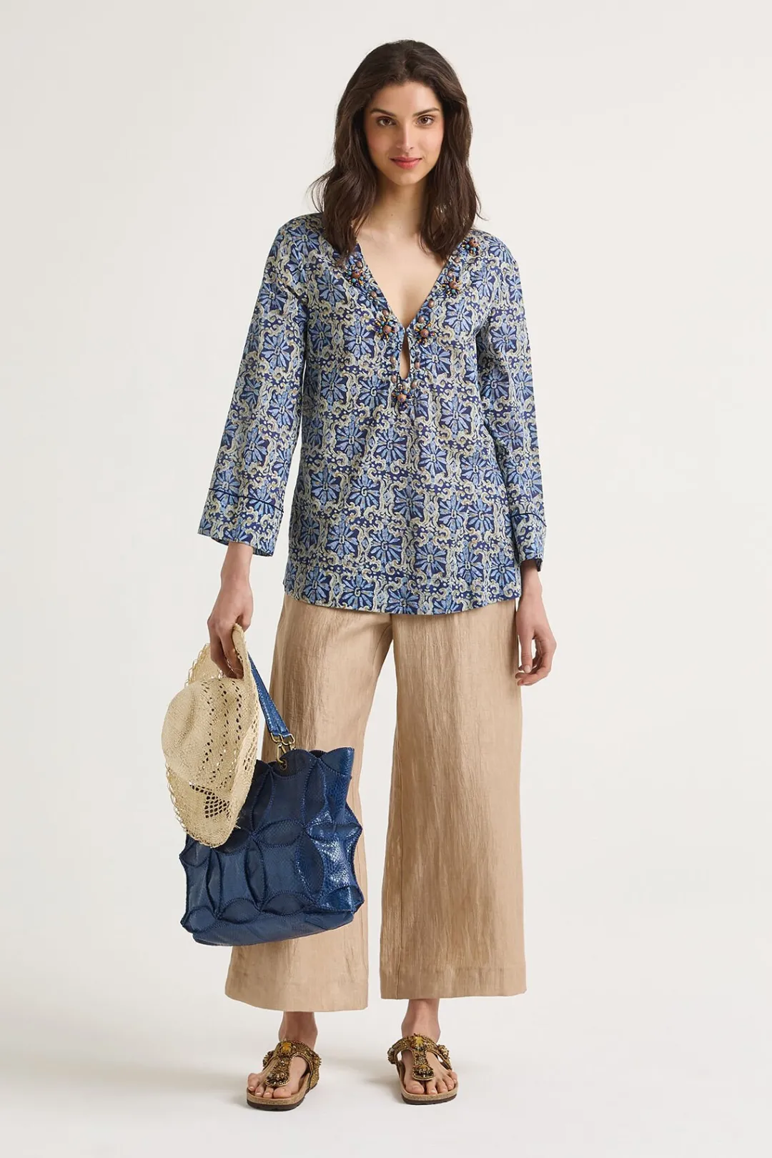 Outlet Maliparmi CAFTÁN FLOWER BATIK Azul