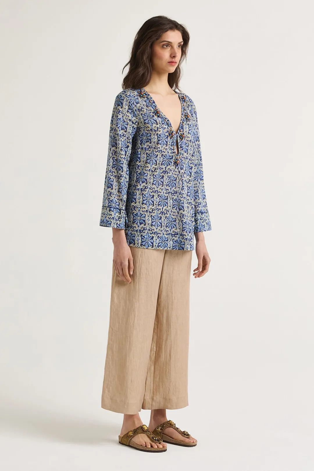 Outlet Maliparmi CAFTÁN FLOWER BATIK Azul
