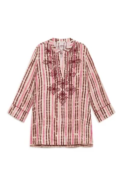 Hot Maliparmi CAMISA CAFTÁN WASHED STRIPES Rosa