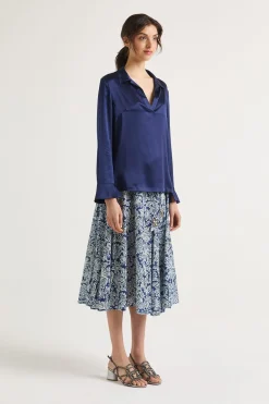 Online Maliparmi CAMISA SILK SATIN Azul marino