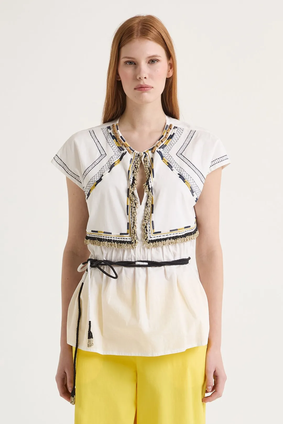Fashion Maliparmi CAMISA TRIBAL BEADS Blanco