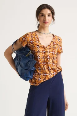 Discount Maliparmi CAMISETA CALEIDO FLOWER Naranja