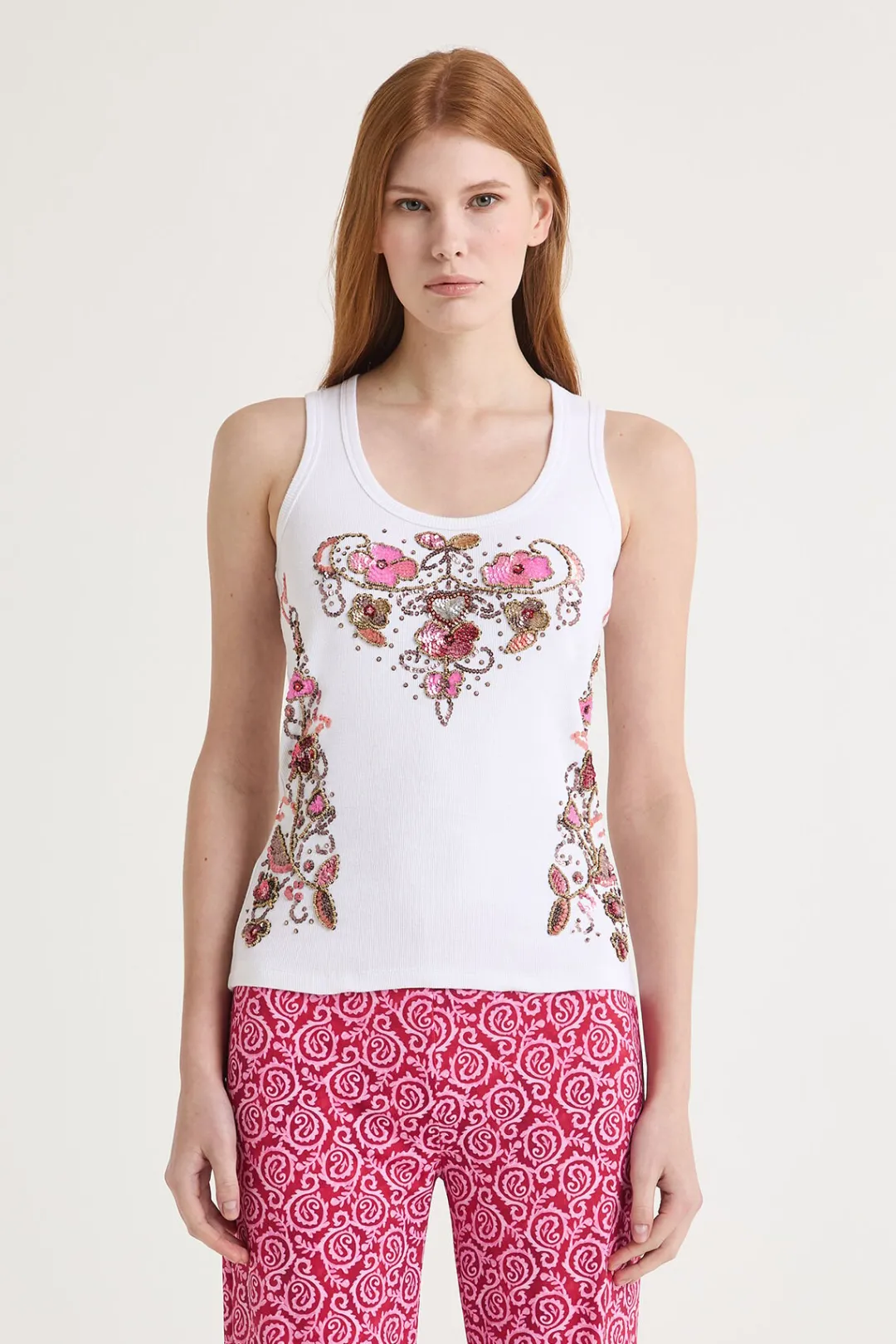 Hot Maliparmi CAMISETA PRECIOUS EMBROIDERY Rosa