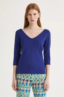 Online Maliparmi CAMISETA SOFT JERSEY Azul ultramar