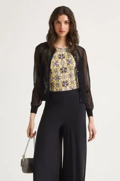 Clearance Maliparmi CÁRDIGAN TULLE Negro
