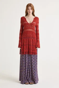 Best Maliparmi JERSEY CONFORT LACE Rojo ladrillo
