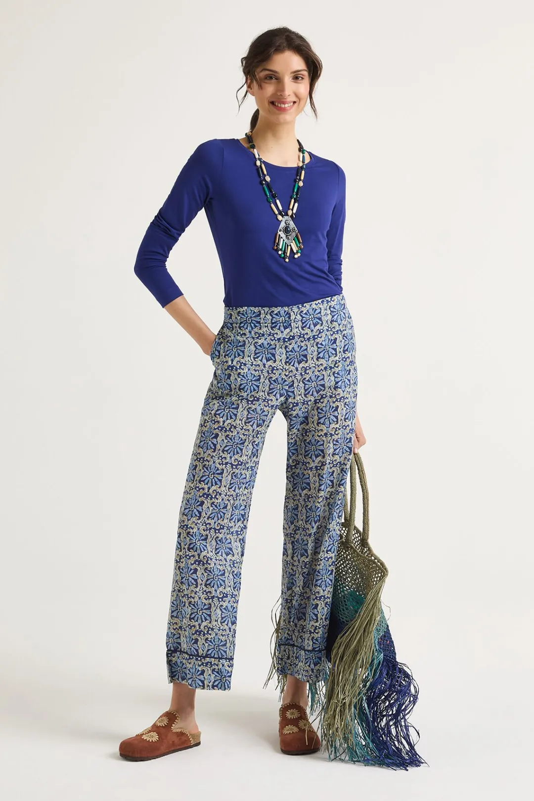 New Maliparmi PANTALÓN FLOWER BATIK Azul