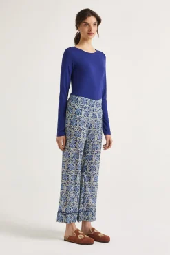 New Maliparmi PANTALÓN FLOWER BATIK Azul