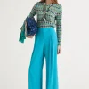 Best Maliparmi PANTALÓN FLUID CREPE Turquesa