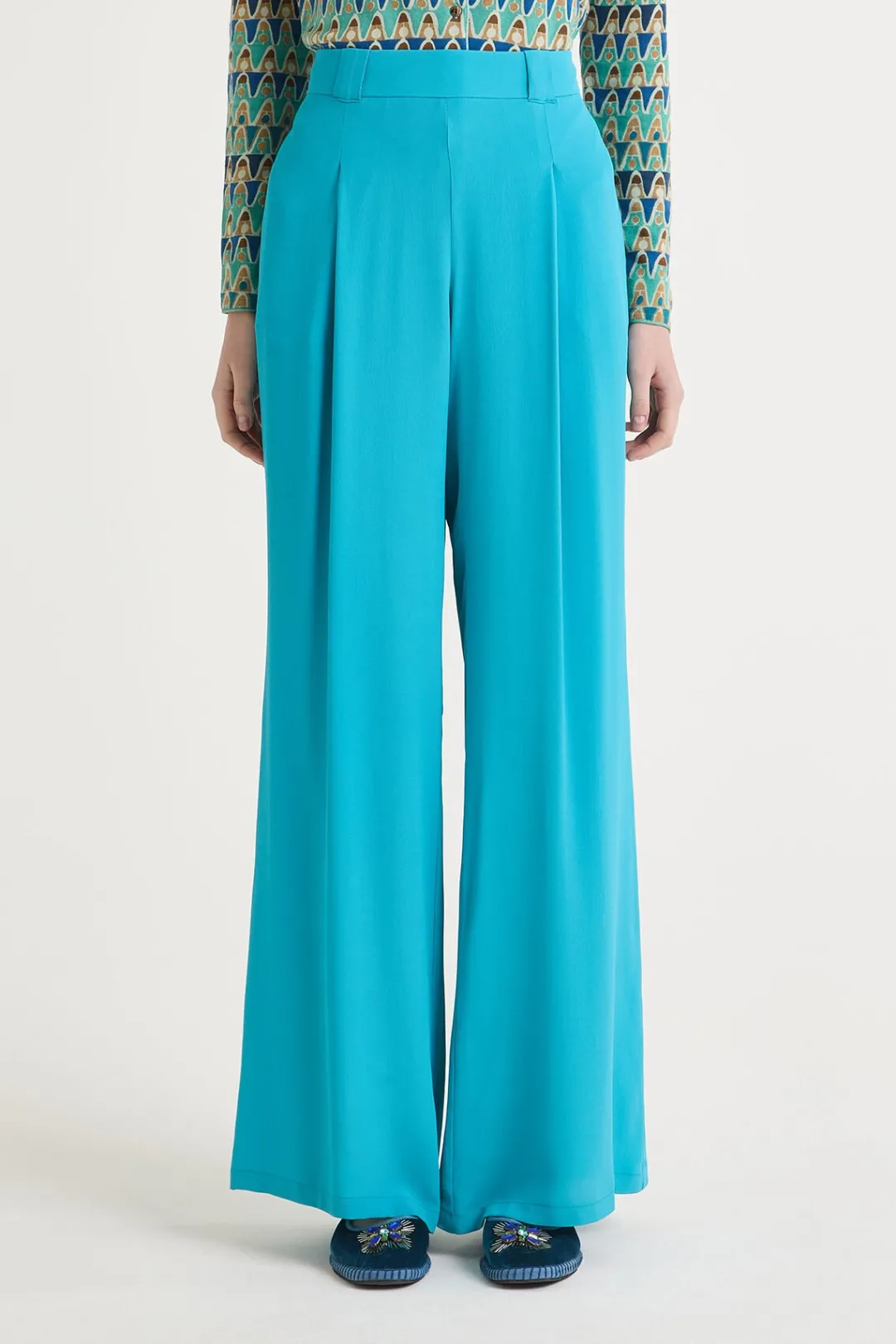 Best Maliparmi PANTALÓN FLUID CREPE Turquesa