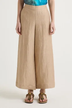 Best Maliparmi PANTALÓN LINEN JACQUARD Crema café