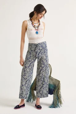 Fashion Maliparmi PANTALÓN MAGICAL FLOWER Azul