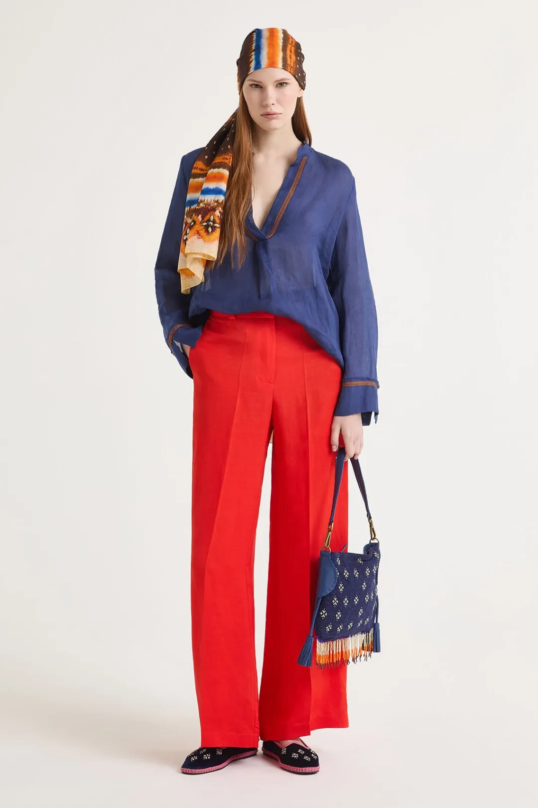 Clearance Maliparmi PANTALÓN MAGNOLIA LINEN Rojo claro