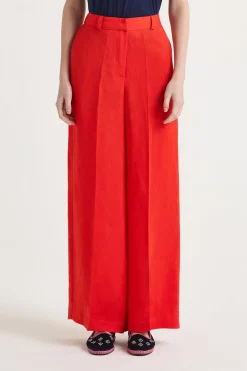 Clearance Maliparmi PANTALÓN MAGNOLIA LINEN Rojo claro