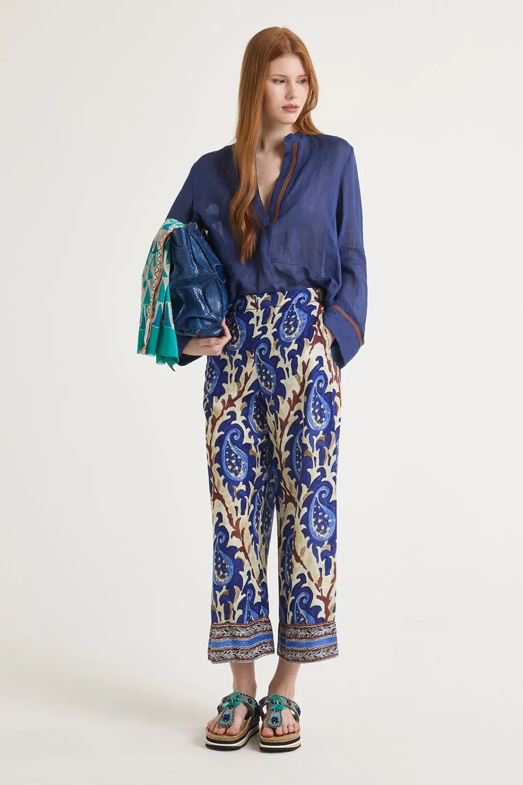 Discount Maliparmi PANTALÓN MIRTLE PAISLEY Azul