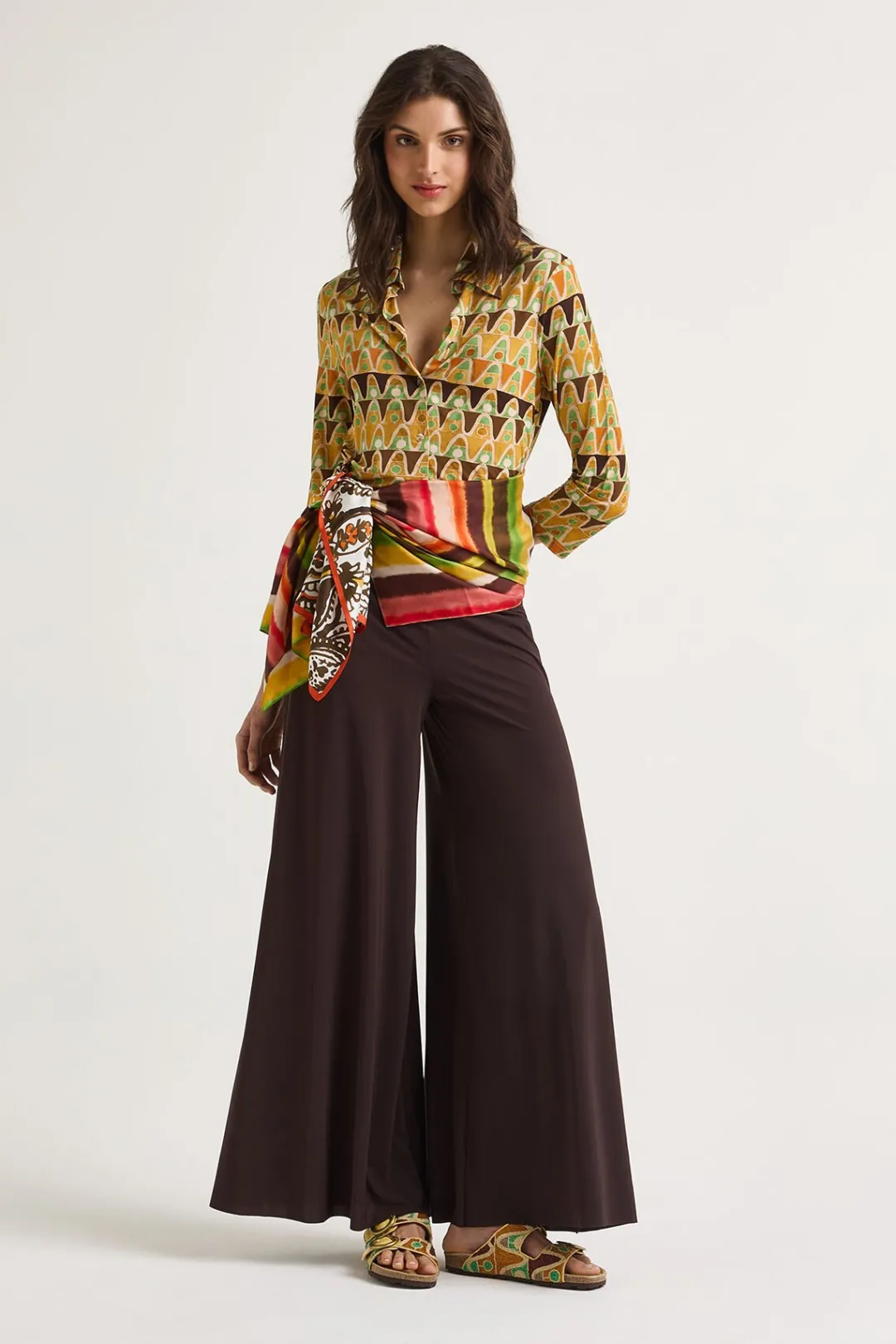 Clearance Maliparmi PANTALÓN SOFT JERSEY Marrón oscuro