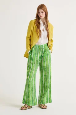 Discount Maliparmi PANTALÓN WASHED STRIPES Verde