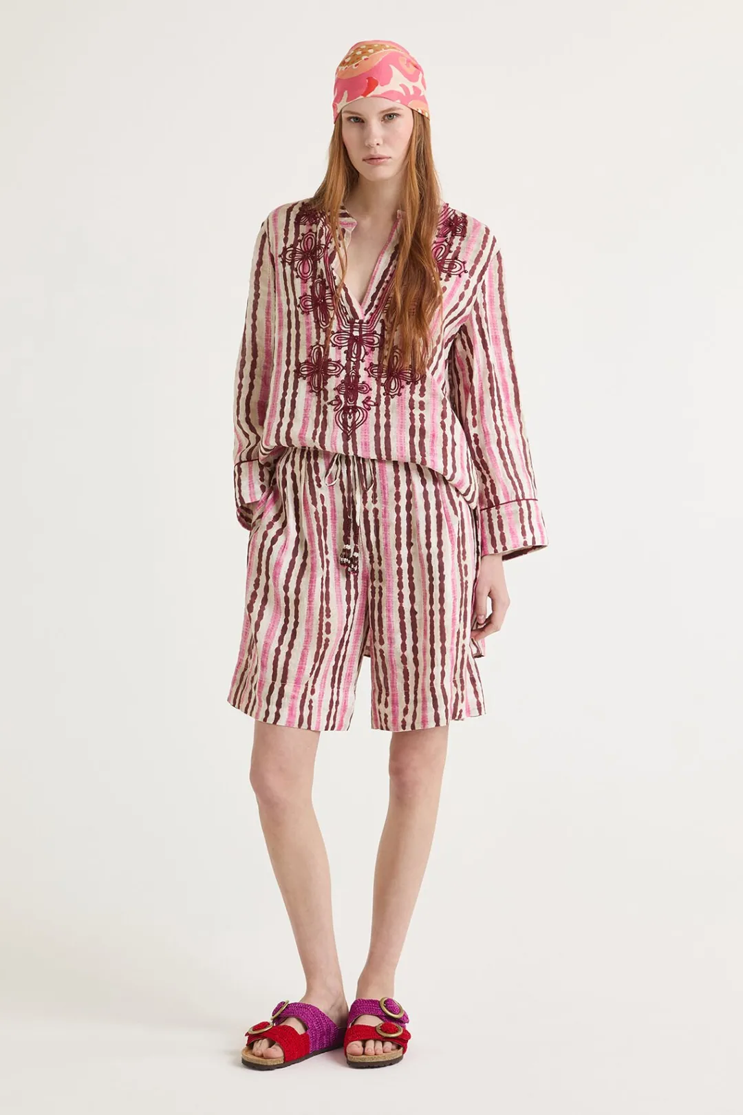 Online Maliparmi PANTALÓN WASHED STRIPES Rosa