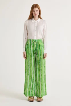 Discount Maliparmi PANTALÓN WASHED STRIPES Verde