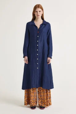 Fashion Maliparmi VESTIDO LINEN JACQUARD Azul ultramar