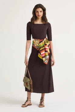 New Maliparmi VESTIDO SOFT JERSEY Marrón oscuro